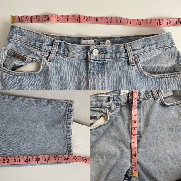 CALVIN KLEIN Vintage High Rise mom Jeans Size 16 light wash stone Union made 32 - Picture 10 of 11